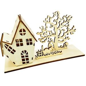 Makers Halloween Craft Led Wood Haunted House Table Decor‎